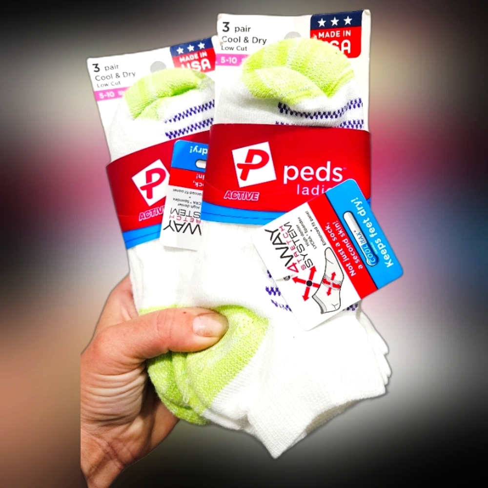NWT 2pks/6 Pairs PEDS Women's Cool & Dry Socks: Yellow/White!